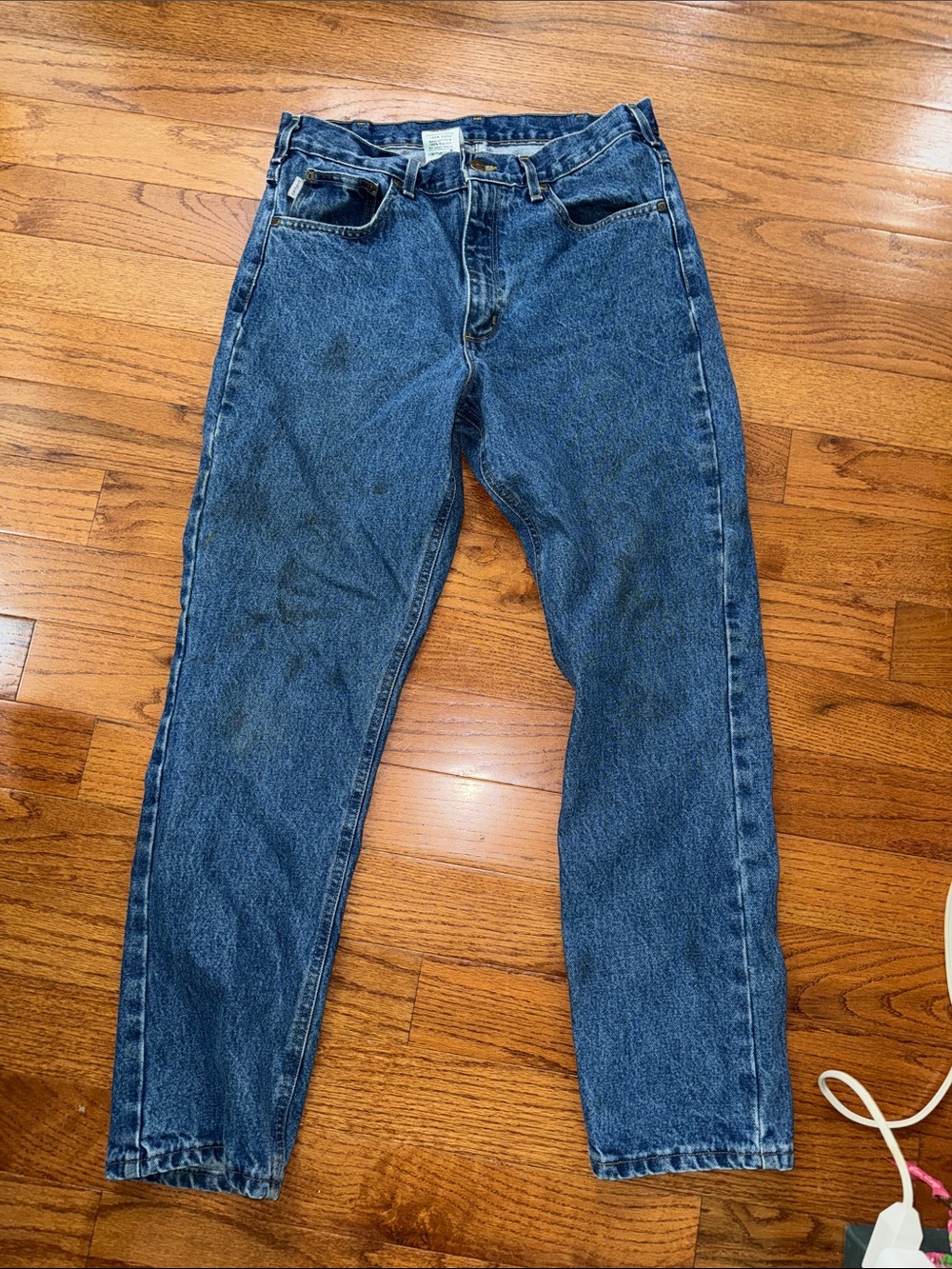 Vintage Carhartt Men's Relaxed Fit Jeans in Dark Blue Denim